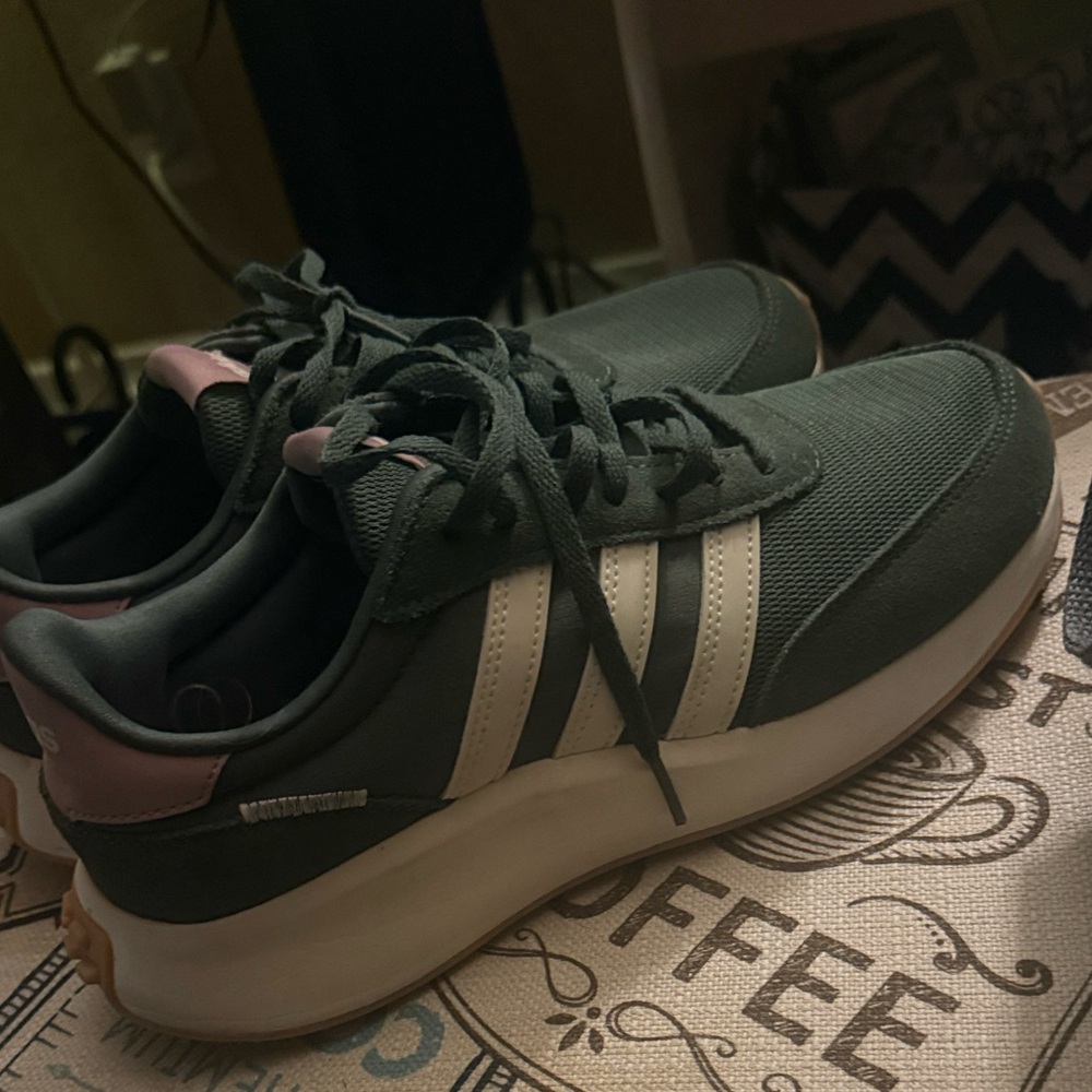 adidas Dark Green and White Athletic Shoes